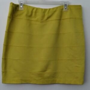 INC International Concepts Green and Yellow Ribbed Pencil Skirt